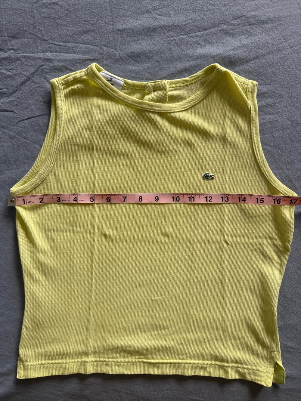 Vintage Lacoste Acid Green Cropped Tank Top Size 40 - small - Picture 5 of 6
